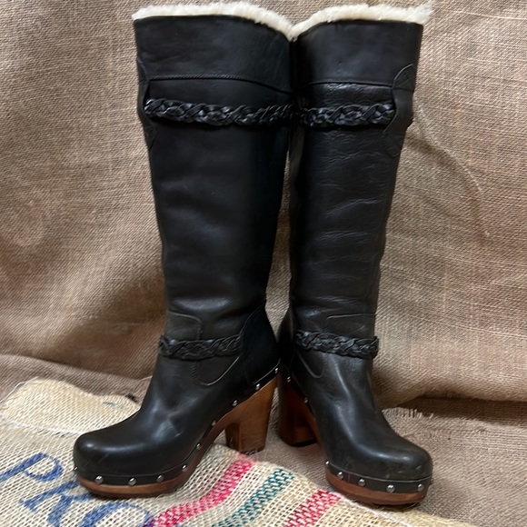 UGG Shoes - UGG Clog Style Black Leather Boot